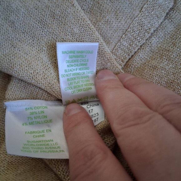 Lilly Pulitzer Women's Large Gold Metallic Linen Blend Lightweight Knit Tank Top - Picture 8 of 13